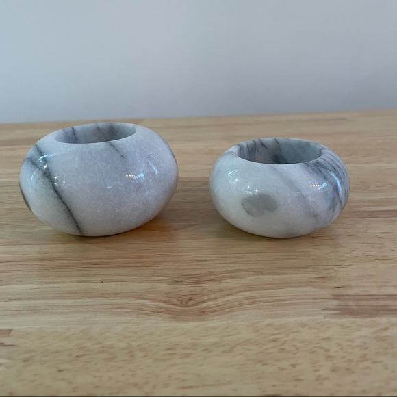 2pc Vintage Marble Stone Candle Holders - Picture 3 of 7